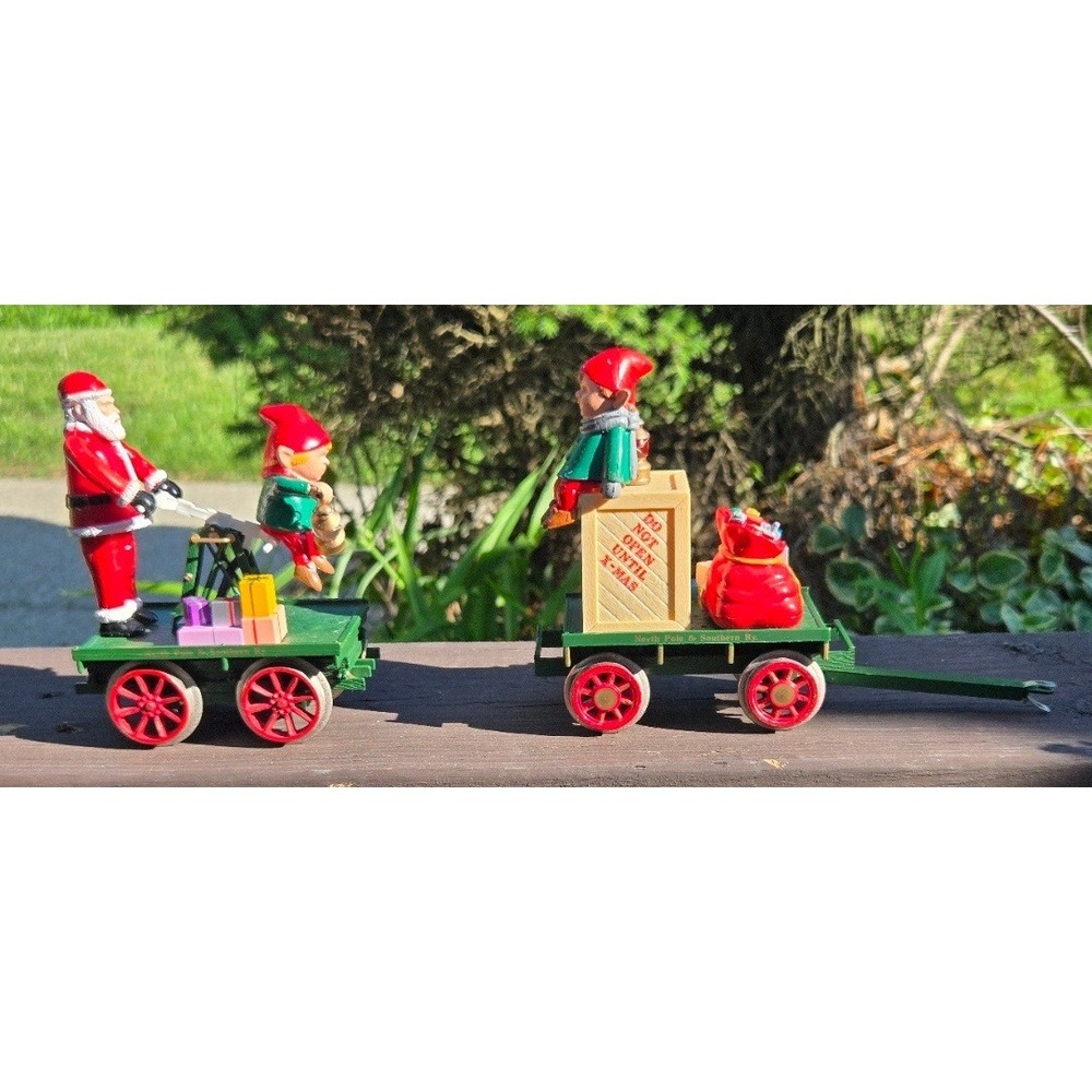 Bachmann G Scale REA Christmas Handcar and Trailer Set (Santa & Elves)